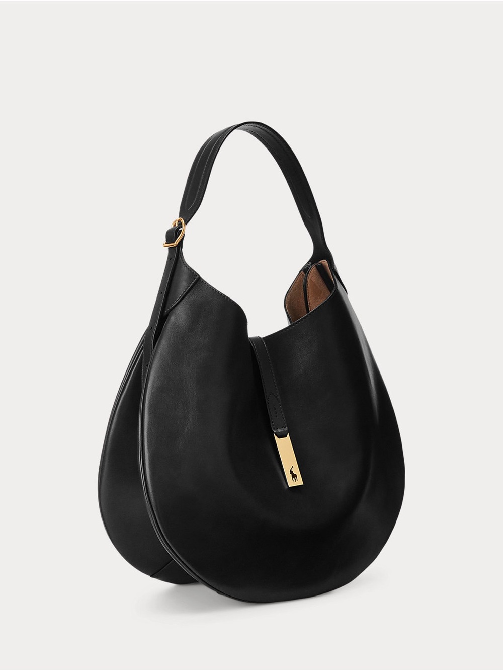 Ralph Lauren Polo ID Calfskin Large Shoulder Bag in Black - Picture 2 of 12